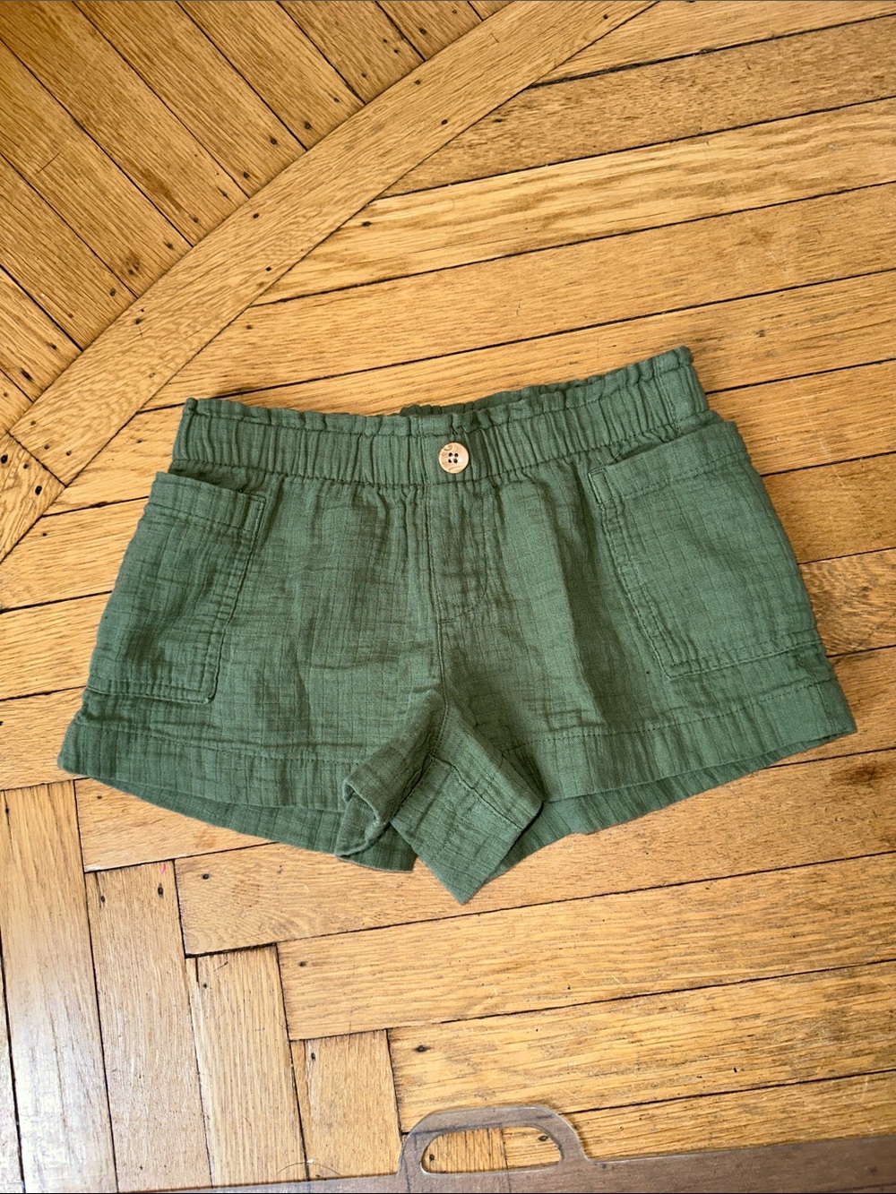 Brand new Casual Olive Green girls Linen-Blend Shorts